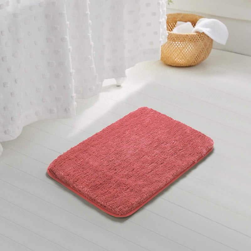 Suchtale Shaggy Bath Mat - Non Slip, Water Absorbent, Soft Microfiber, Machine Washable, Thick Plush (20 x 32 Living Coral) - Image 2